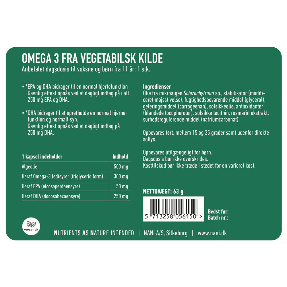 Nani Alge Omega 3 – 90 kapsler