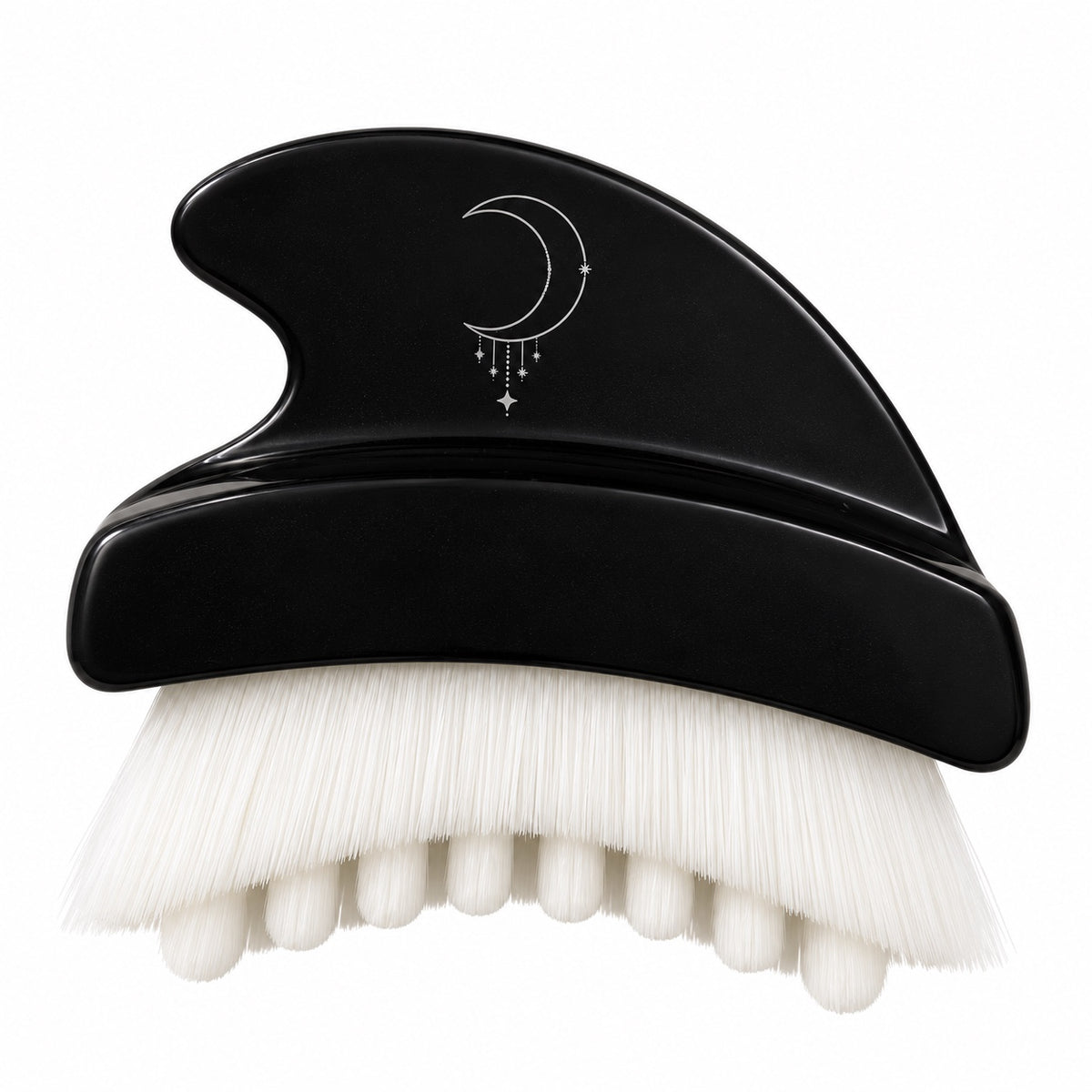 Feminine Lymfebørste & Gua Sha – sort massageredskab med lyse børstehår